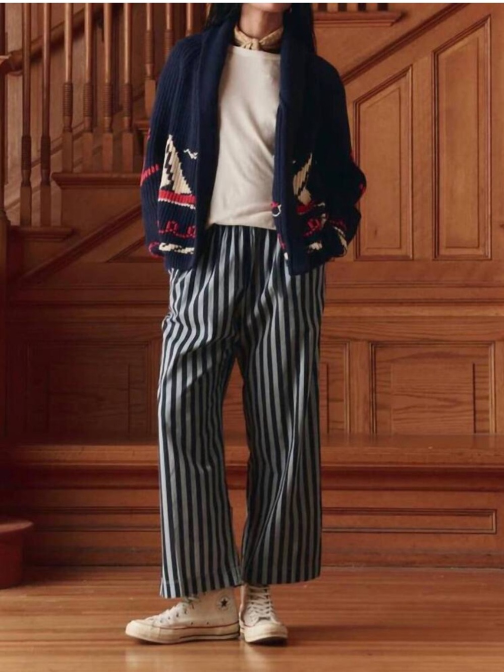 THE GREAT. the sailboat lodge cardigan in dark navy